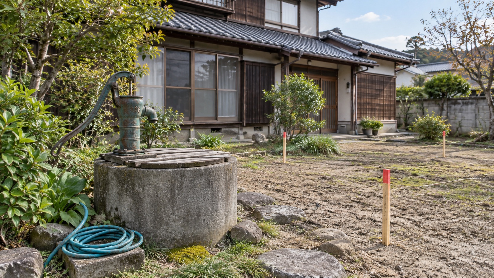 古い実家の庭に残る手押し井戸と解体前調査のテーマ画像