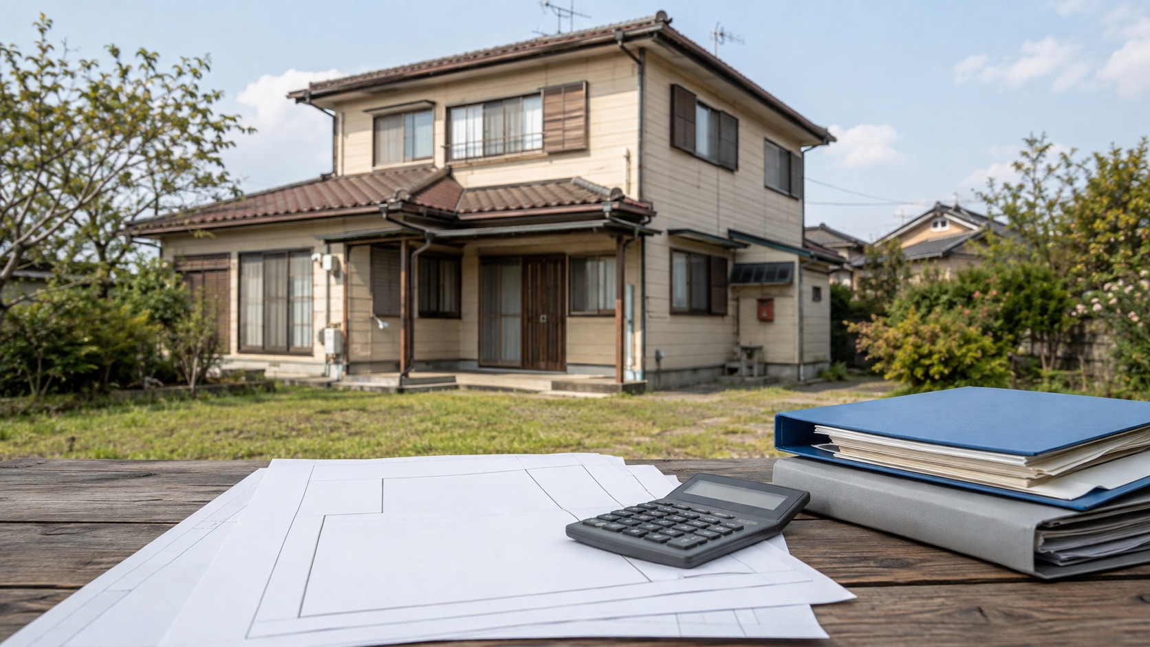 相続した住宅の解体前に土地資料と税務書類を確認するテーマ画像